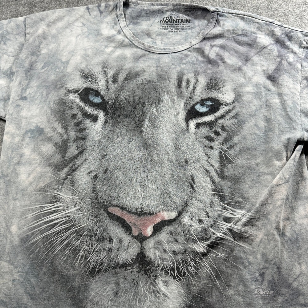 The Mountain White Tiger Graphic T-Shirt Unisex O/S Gray Tie Dye Bronx Zoo NY